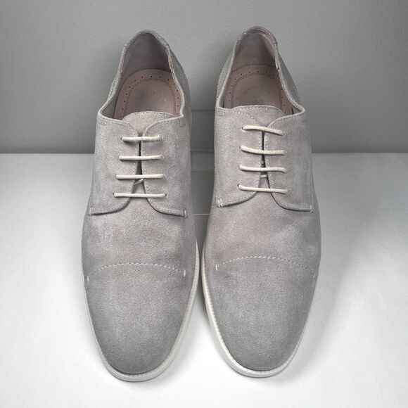 Stacy Adams Wilcox Suede Leather Lace Up Oxfords Dress Shoes 13 M Light Grey - Picture 5 of 8